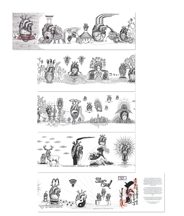 Original long triptych 3 m.
